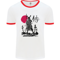 Samurai Battle MMA Kenjutsu Kendo Iaido Mens White Ringer T-Shirt White/Red