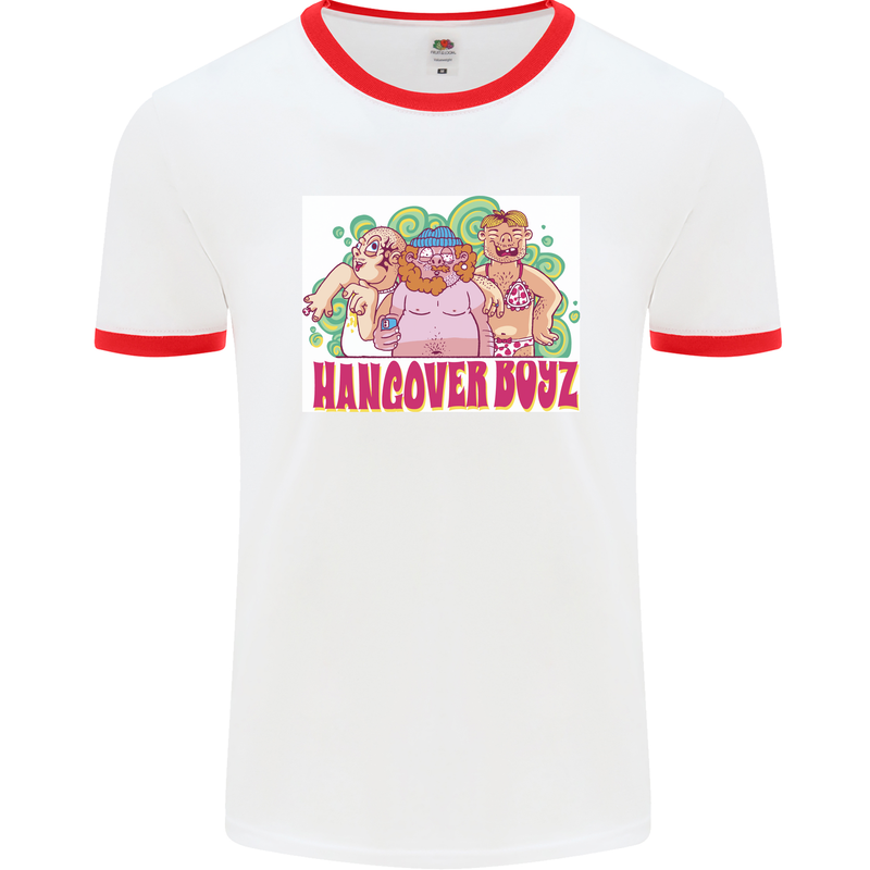 Hangover Boyz Stag Do Doo Funny Beer Mens White Ringer T-Shirt White/Red