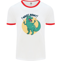 T-Rex What Now Funny Dinosaur Mens White Ringer T-Shirt White/Red