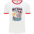 Fishing My Fish Will Come Funny Fisherman Mens White Ringer T-Shirt White/Red