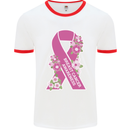 Breast Cancer Awareness Bow Mens Ringer T-Shirt White/Red