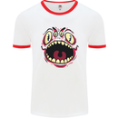 Four Eyed Scary Monster Halloween Mens White Ringer T-Shirt White/Red