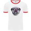 A Pug Face Dog Mens Ringer T-Shirt White/Red