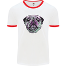 A Pug Face Dog Mens Ringer T-Shirt White/Red