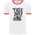 Easy Rider Motorcycle Motorbike Biker Mens White Ringer T-Shirt White/Red