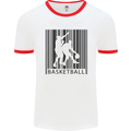 Basketball Barcode Player Mens White Ringer T-Shirt White/Red