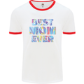 Best Mom Ever Tie Died Effect Mother's Day Mens White Ringer T-Shirt White/Red