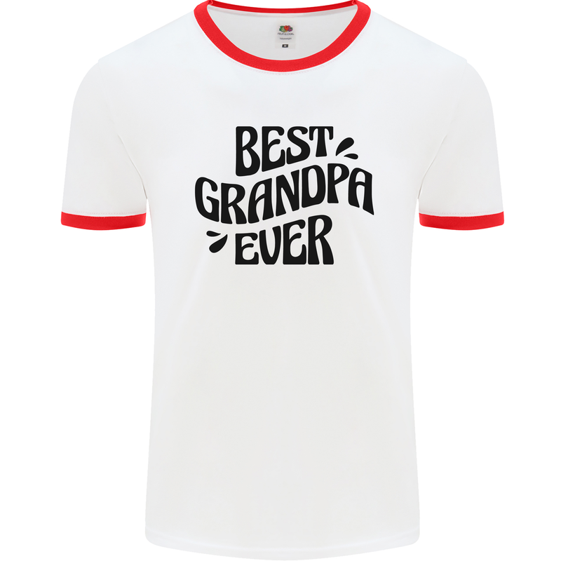 Grandparents Day Best Grandpa Ever Mens Ringer T-Shirt White/Red