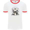 Virtruvian Drummer Funny Drumming Drum Mens White Ringer T-Shirt White/Red