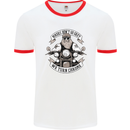 Bikers Don't Go Grey Motorbike Motorcycle Mens White Ringer T-Shirt White/Red