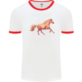 A Galloping Horse Equestrian Mens White Ringer T-Shirt White/Red