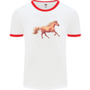 A Galloping Horse Equestrian Mens White Ringer T-Shirt White/Red