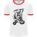 Grim Reaper Trike Bicycle Cycling Gothic Mens White Ringer T-Shirt White/Red