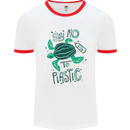 Climate Change Say No To Plastic Mens Ringer T-Shirt White/Red