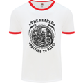Grim Reaper Motorbike Motorcycle Biker Mens White Ringer T-Shirt White/Red