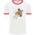 Sitting Smoking Weed Feeling High Drugs Mens Ringer T-Shirt White/Red