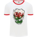 Gym The Welsh Flag Ripped Muscles Wales Mens White Ringer T-Shirt White/Red