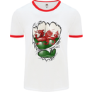 Gym The Welsh Flag Ripped Muscles Wales Mens White Ringer T-Shirt White/Red