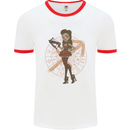 Sagittarius Steampunk Woman Star Sign Mens Ringer T-Shirt White/Red