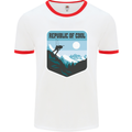 Republic of Cool Skiing Skier Ski Mens Ringer T-Shirt White/Red