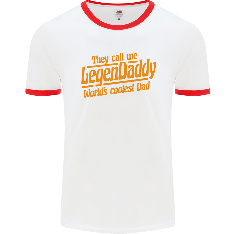 Legendaddy Funny Father's Day Daddy Mens Ringer T-Shirt White/Red