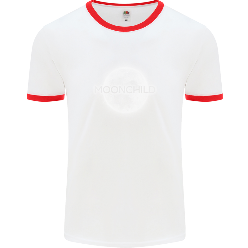 Moonchild Cancer Zodiac Mens Ringer T-Shirt White/Red