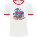Magic Mushroom Hands Mycology Trippy Mens Ringer T-Shirt White/Red