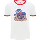 Magic Mushroom Hands Mycology Trippy Mens Ringer T-Shirt White/Red