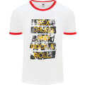 Sex Drugs & Rock & Roll Guitar Music Weed Mens White Ringer T-Shirt White/Red