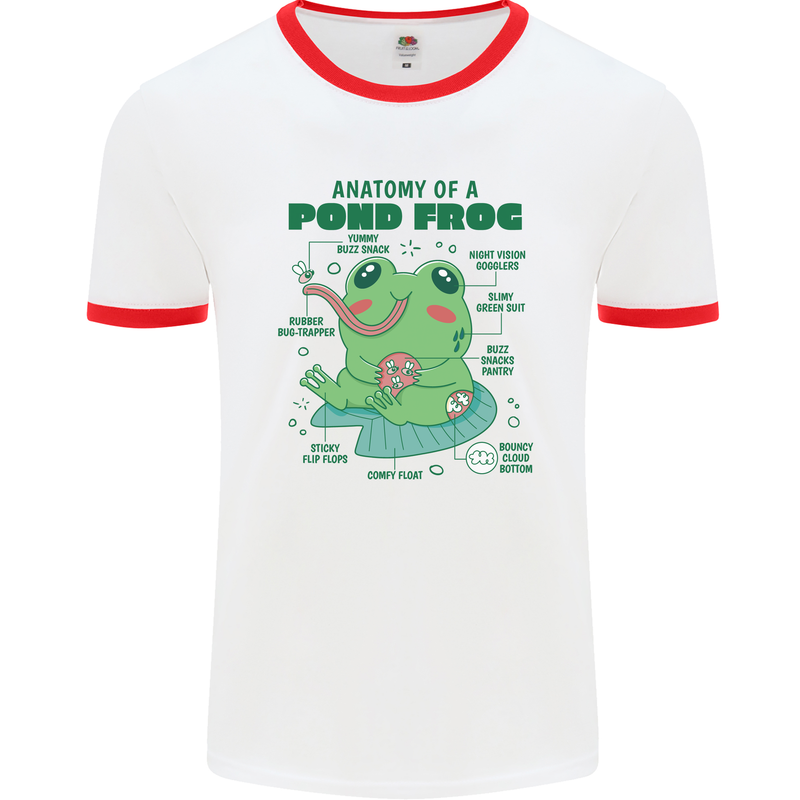 Anatomy of a Frog Funny Mens Ringer T-Shirt White/Red