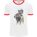 American Football Player Holding a Ball Mens White Ringer T-Shirt White/Red