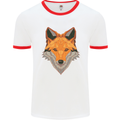 Polygonal Fox Mens White Ringer T-Shirt White/Red