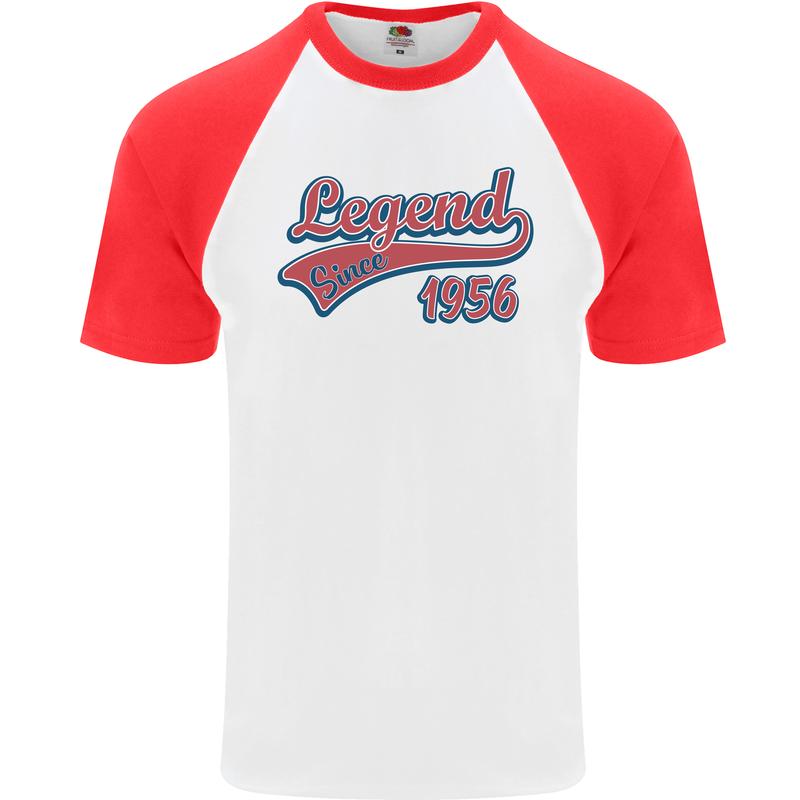 Legend Since 67th Birthday 1956 Mens S/S Baseball T-Shirt White/Red