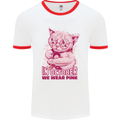 Breast Cancer Awareness October Cat Mens Ringer T-Shirt White/Red