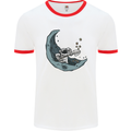 Cryptocurrency Mining the Moon Mens White Ringer T-Shirt White/Red