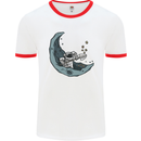 Cryptocurrency Mining the Moon Mens White Ringer T-Shirt White/Red