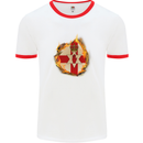 The N.Ireland Flag Fire Effect Mens White Ringer T-Shirt White/Red