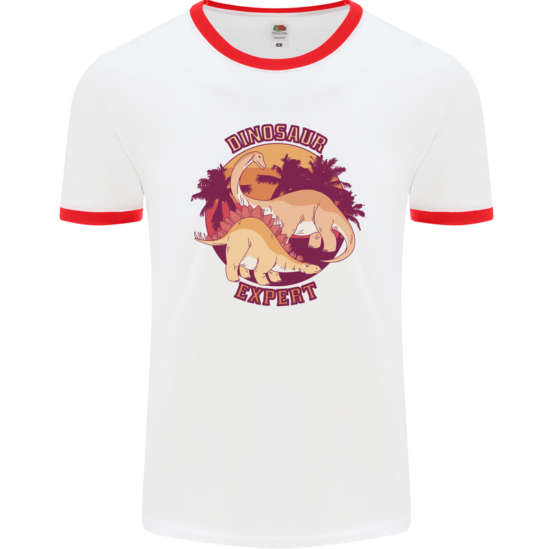 Dinosaur Expert Mens Ringer T-Shirt White/Red