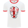 Gym St. George's Cross English Flag England Mens White Ringer T-Shirt White/Red