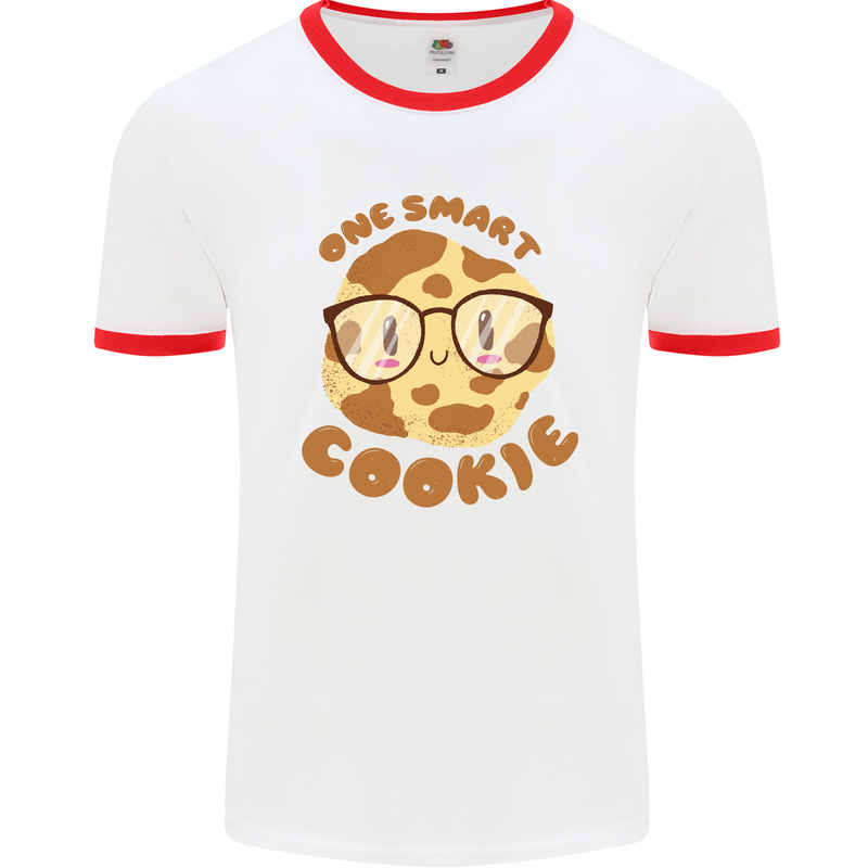 A Smart Cookie Funny Food Nerd Geek Science Mens White Ringer T-Shirt White/Red