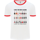 I Have Too Many Guitars Funny Guitarist Mens White Ringer T-Shirt White/Red