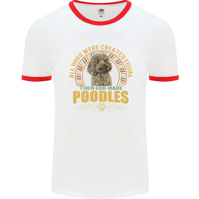 A Poodle Dog Mens Ringer T-Shirt White/Red