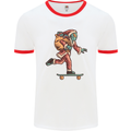 Funny Santa Clause Alien on a Skateboard Mens White Ringer T-Shirt White/Red