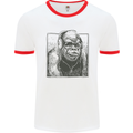 Gorilla with Headphones DJ Dance Music Mens White Ringer T-Shirt White/Red