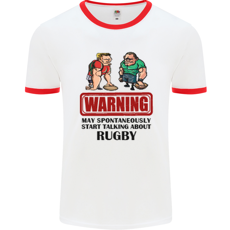 Rugby May Start Talking About Funny Beer Mens White Ringer T-Shirt White/Red