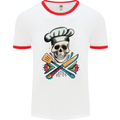 Chef Skull Mens White Ringer T-Shirt White/Red