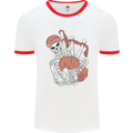 A Skeleton Playing the Bagpipes Mens Ringer T-Shirt White/Red