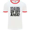 Give up Pool? Player Funny Mens White Ringer T-Shirt White/Red