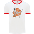 Dinosaur Halloween T-Rex Mens White Ringer T-Shirt White/Red