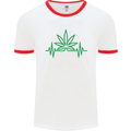 Weed Pulse Heart Cannabis Drugs ECG Mens White Ringer T-Shirt White/Red